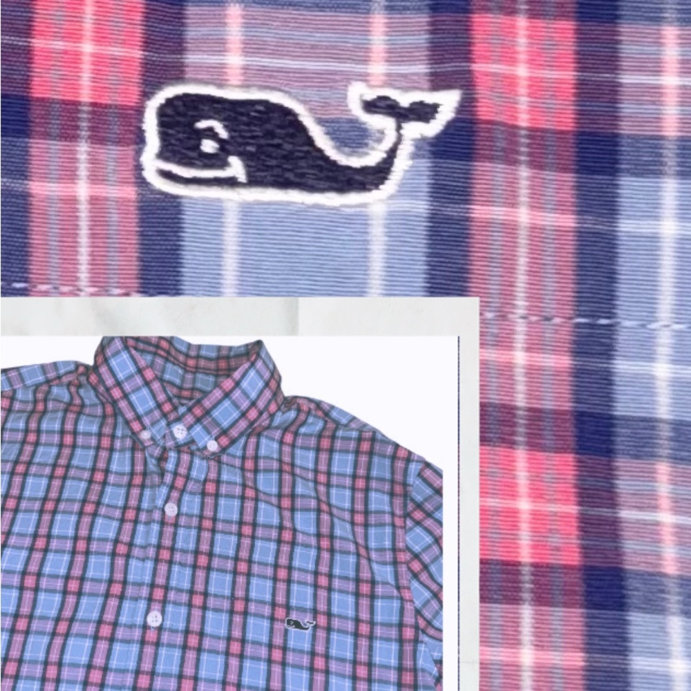 VINEYARD VINES Slim Fit Tucker pink plaid dress shirt men’s size medium